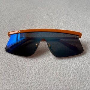 Sporty Orange and Blue Reflective Sunglasses
